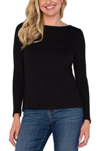 Load image into Gallery viewer, Liverpool Long Sleeve Gentle Boat Neck Rib Knit Top in Snow or Black
