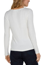 Load image into Gallery viewer, Liverpool Long Sleeve Gentle Boat Neck Rib Knit Top in Snow or Black
