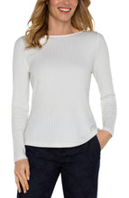 Load image into Gallery viewer, Liverpool Long Sleeve Gentle Boat Neck Rib Knit Top in Snow or Black
