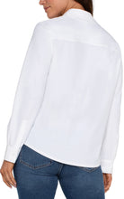 Load image into Gallery viewer, Liverpool White Long Sleeve Button Front Stretch Knit Blouse
