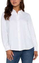 Load image into Gallery viewer, Liverpool White Long Sleeve Button Front Stretch Knit Blouse
