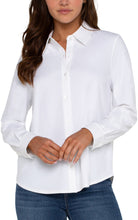 Load image into Gallery viewer, Liverpool White Long Sleeve Button Front Stretch Knit Blouse
