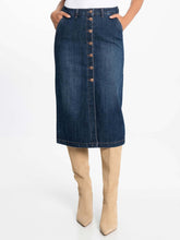 Load image into Gallery viewer, Lois Dark Denim Daisy Buttoned Long Skirt
