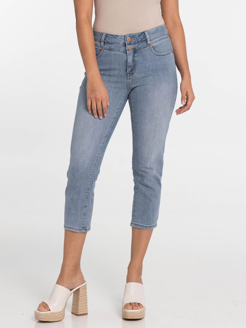 Lois Georgia 7/8 Medium Bleach Mid-High Waist Skinny Leg Cropped Jean