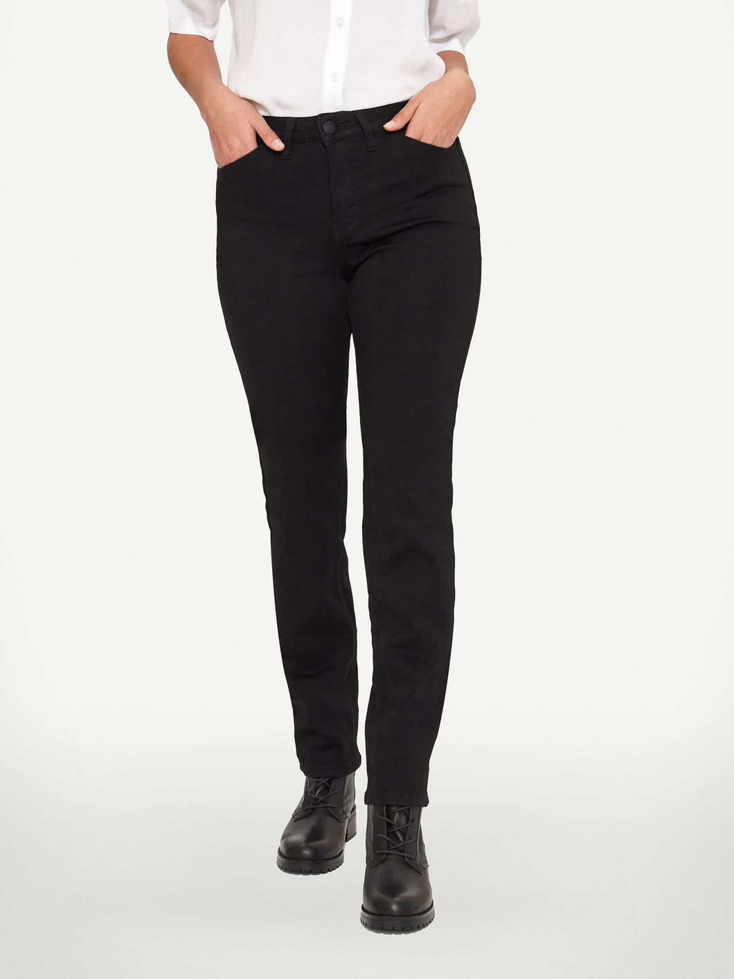Lois Georgia Black Stretch Mid-High Denim Straight Leg Jeans