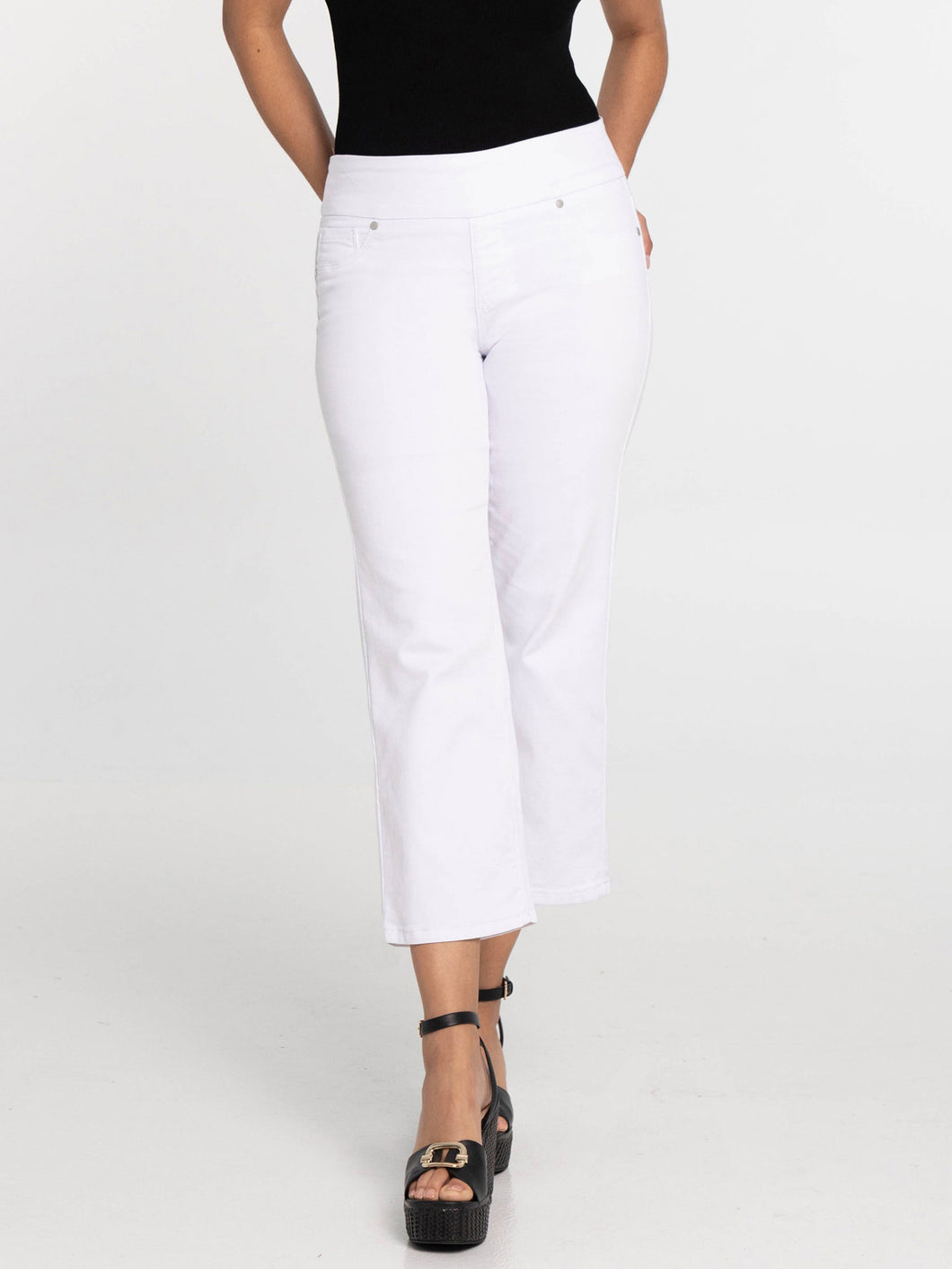 Lois Liette White 7/8 Regular Waist Wide Leg Pull On Pant