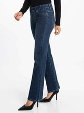 Load image into Gallery viewer, Lois Maddie Dark Blue Mid High Waist Pull On Straight Leg Jeans
