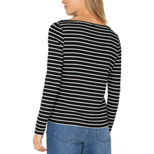 Load image into Gallery viewer, Liverpool Long Sleeve Striped Boat Neck Top in Black/White or Navy/White
