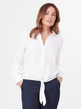 Load image into Gallery viewer, Lois Danielle Off-White Long Sleeve Button Up Blouse with Tie Knot
