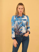 Load image into Gallery viewer, Dolcezza Button Front Denim Style Blue Multi Print Jacket
