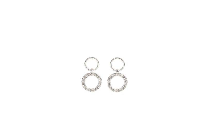 Merx Fashion Shiny Silver & Crystal Circle Dangle Earrings