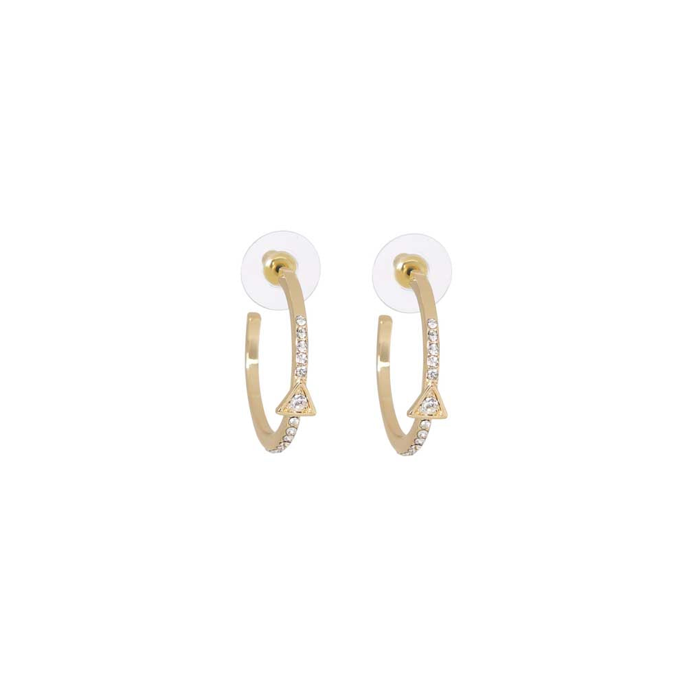 Merx Fashion Shiny Gold with Crystal Inset Earrings