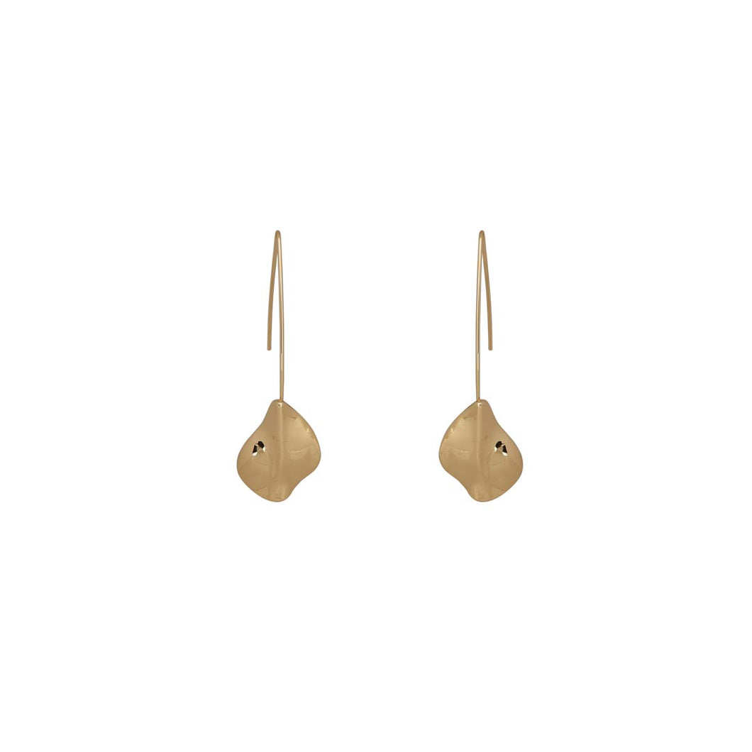 Merx Fashion Shiny Gold Drop Leaf Earrings