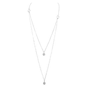 Merx Fashion Shiny Silver Crystal Ball Drop Necklace