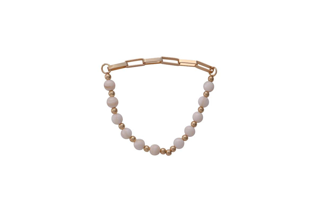 Merx Fashion Chain Bracelet Gold and Cream Natural Beige Agate
