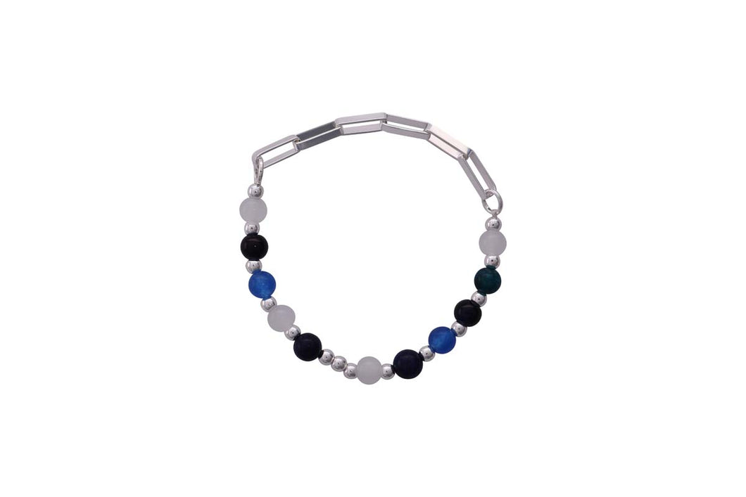 Merx Fashion Chain Bracelet Silver Blue Aventurine