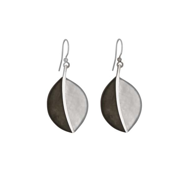 Merx Resin Shiny Grey & Charcoal Leaf Earrings