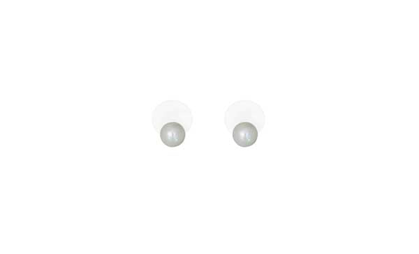 Merx Perla Rhodium 6mm Glass Cream Pearl Stud Earrings