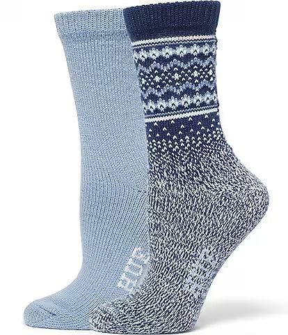 Hue Navy Blue Mix Border Fairisle Boot Sock 2PK