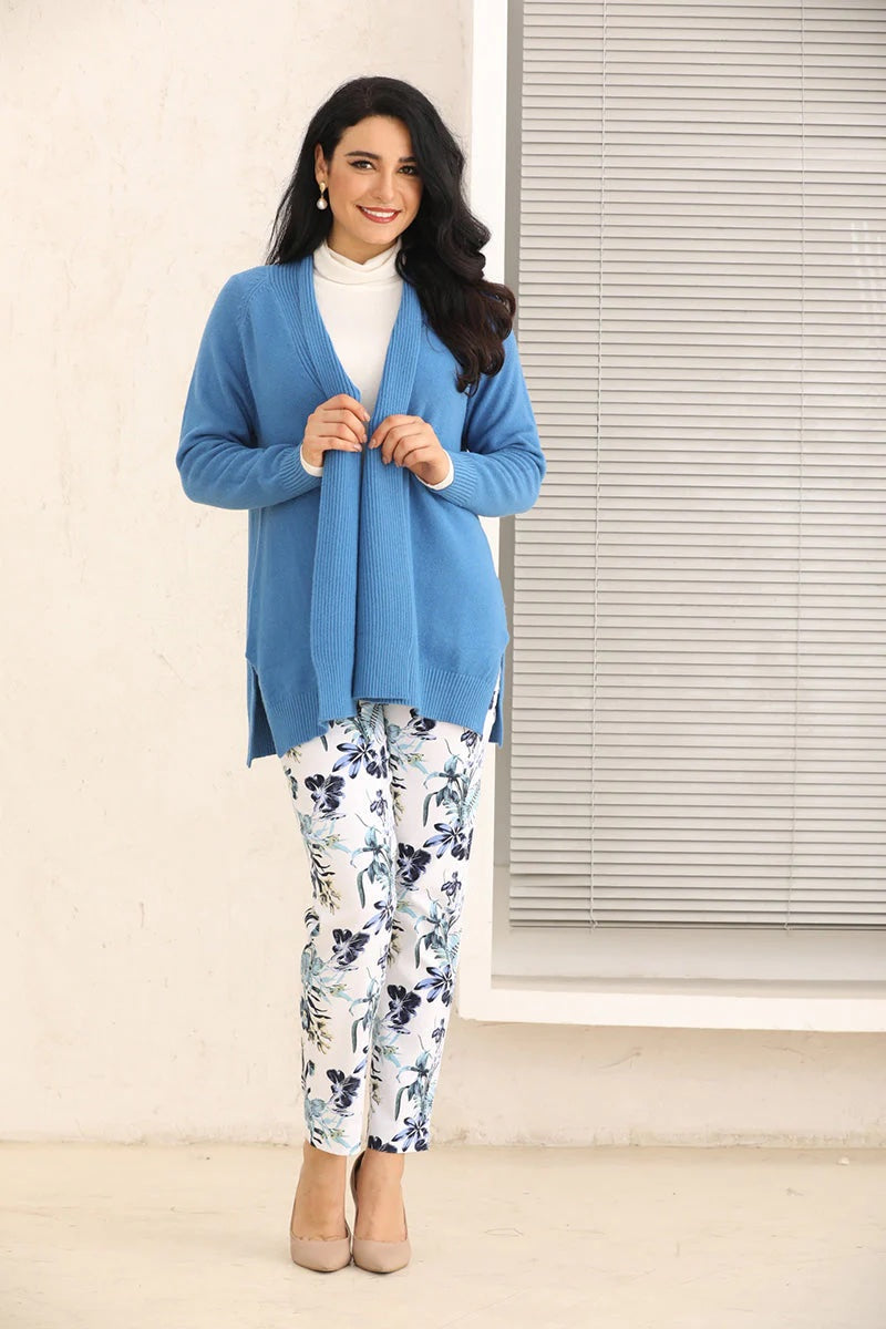 Orange Fashion Village Slitted One Size Fall Cardigan in Blue or Brown