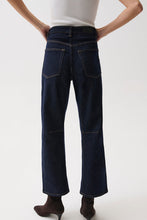 Load image into Gallery viewer, Beau Seamed Crescent Raw Jean in Nightfall
