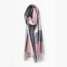 Load image into Gallery viewer, Caracol Colourful Plaid Warm Scarf with Fringe in Pink, Blue or Black
