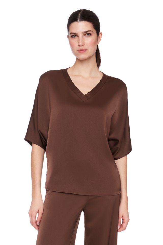 UP! Solid Belize Satin V-Neck T-Shirt