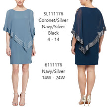 Load image into Gallery viewer, SLNY Sleeveless Shift Dress with Matching Cape
