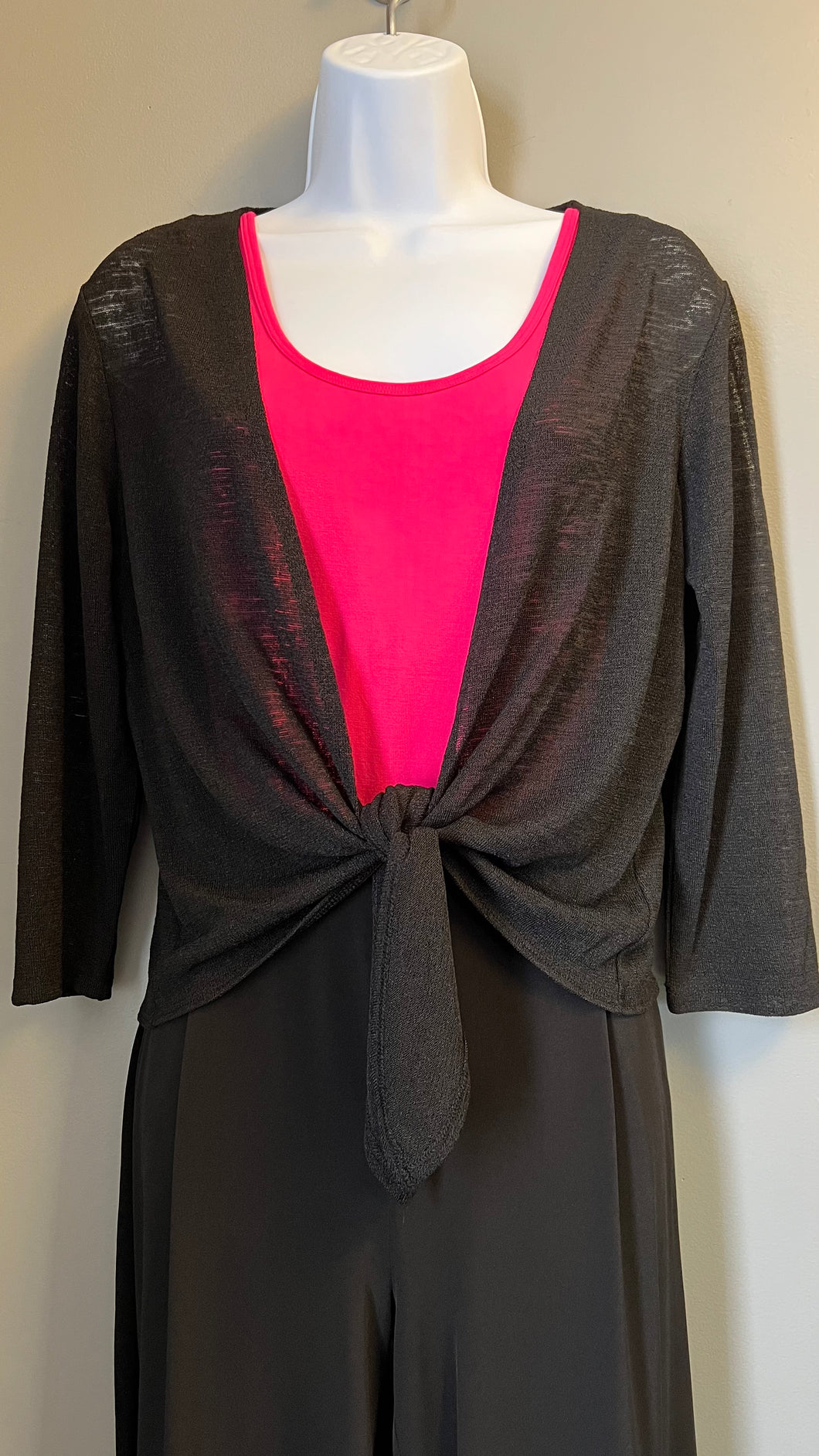 Soft Works Knit 3/4 Sleeve Tie Shrug available in Fuchsia, White or Black