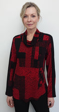 Load image into Gallery viewer, Soft Works Red &amp; Black Print Cowl Neck Top
