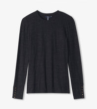 Load image into Gallery viewer, Hatley Nicky Long Sleeve Black Ribbed Tee with Gold Lurex

