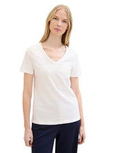 Load image into Gallery viewer, Tom Tailor Deep V-Neck Short Sleeve Cotton T-Shirt in Pink, Blue or White
