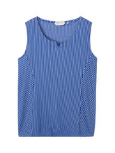 Load image into Gallery viewer, Tom Tailor Notched Round Neck Sleeveless Stripe Top in Orchid or Royal Blue
