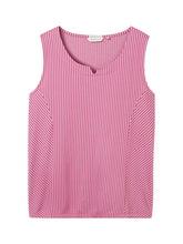 Load image into Gallery viewer, Tom Tailor Notched Round Neck Sleeveless Stripe Top in Orchid or Royal Blue
