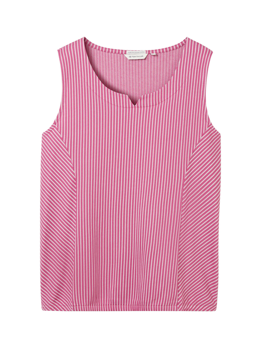 Tom Tailor Notched Round Neck Sleeveless Stripe Top in Orchid or Royal Blue