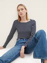 Load image into Gallery viewer, Tom Tailor Navy &amp; White Stripe Long Sleeve T-Shirt
