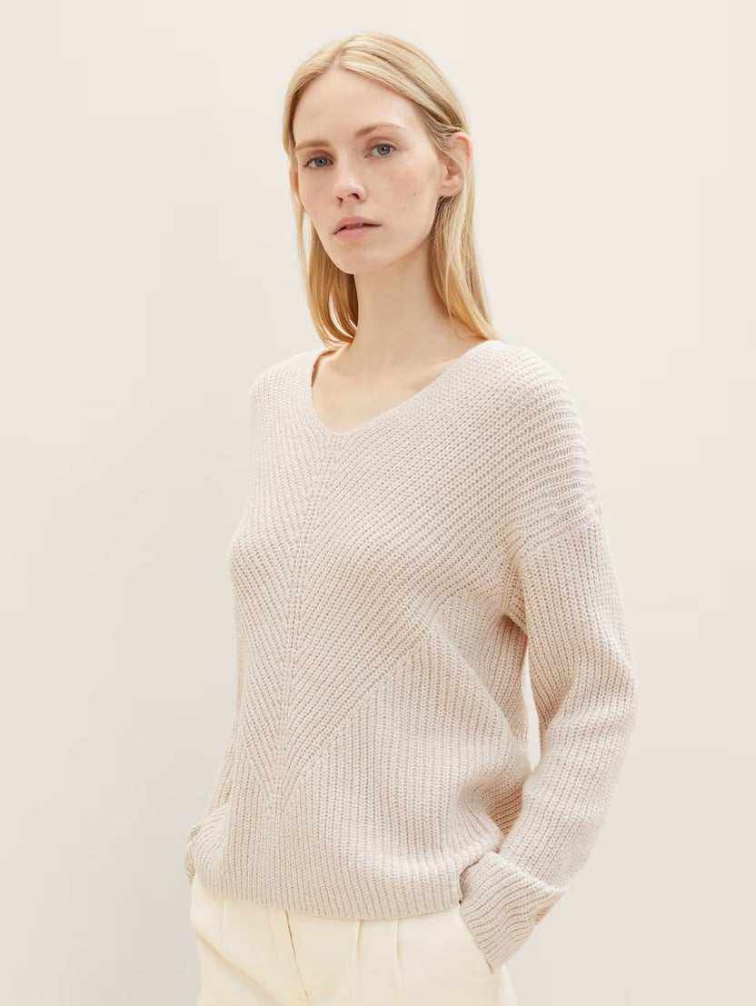 Tom Tailor Cozy Knit V-Neck Sweater in Various Colours