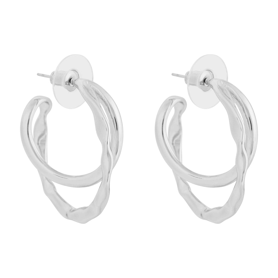 Merx Fashion Looped Textured Hoop Earring in Silver or Gold