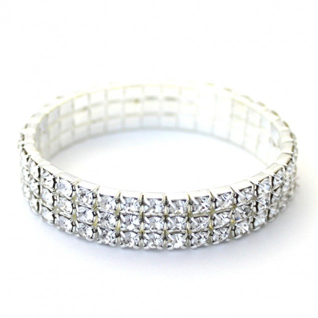 Fashion Jewelry Rhodium Bracelet with Clear Crystals