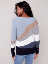 Load image into Gallery viewer, Charlie B Snowflake Boat Neck Drop Shoulder Colour Block Sweater
