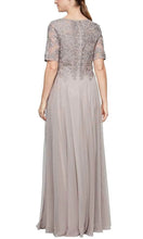 Load image into Gallery viewer, Alex Evenings - Taupe Beaded V Neck Chiffon Gown
