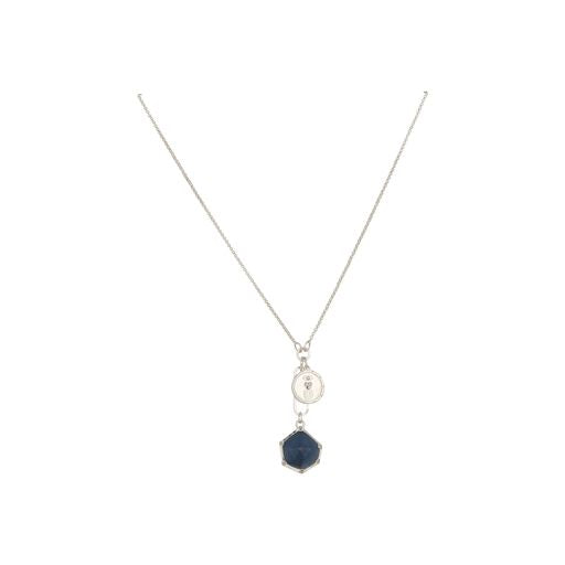 Merx Studio Shiny Silver Necklace with Blue Aventurine & Silver Pendant