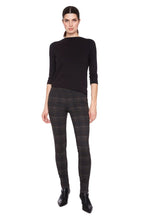 Load image into Gallery viewer, UP! Dark Plaid Heavy Ponte Bootcut Plaid Pant

