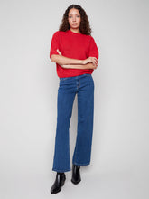 Load image into Gallery viewer, Charlie B Elbow Sleeve Balloon Shape Crimson Sweater
