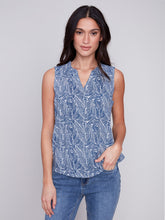 Load image into Gallery viewer, Charlie B Printed Tank Top With Ruffle V-Neck in Stripes or Petals
