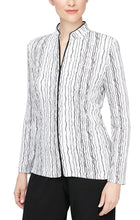 Load image into Gallery viewer, Alex Evenings White Black Drizzle Printed Zip Jacket With Long Sleeves
