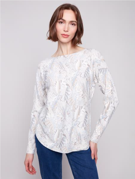Charlie B Printed Rounded Hem Sweater
