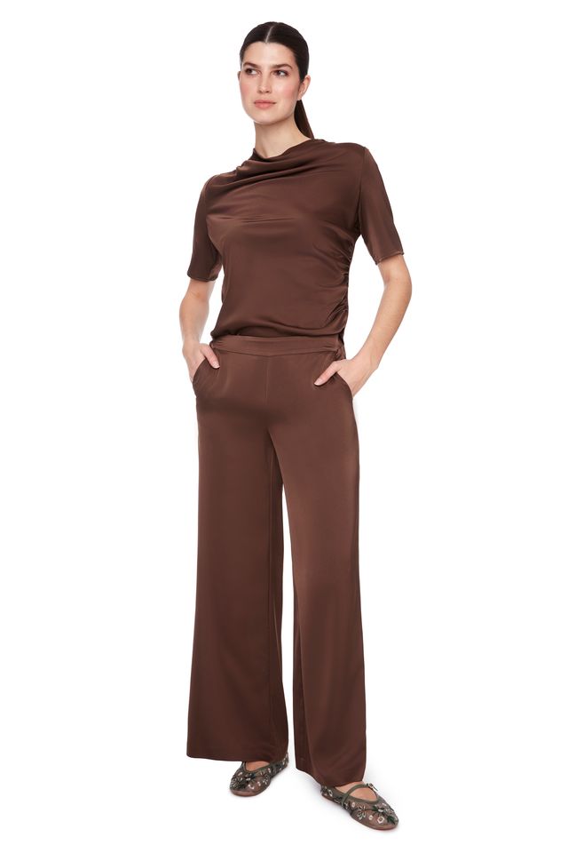 UP! Belize Satin Wide Leg Full Length Pant