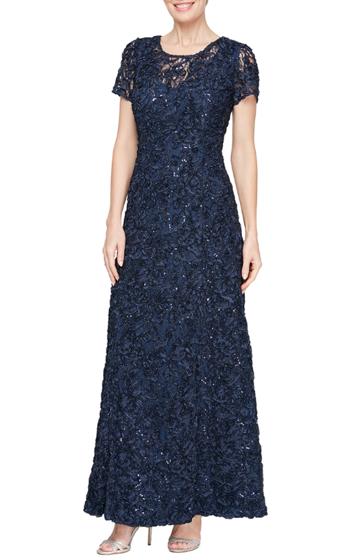 alex evening dresses canada Alex Evenings Petite Elaine Sleeveless Lace Gown Buff / 6P main image 0