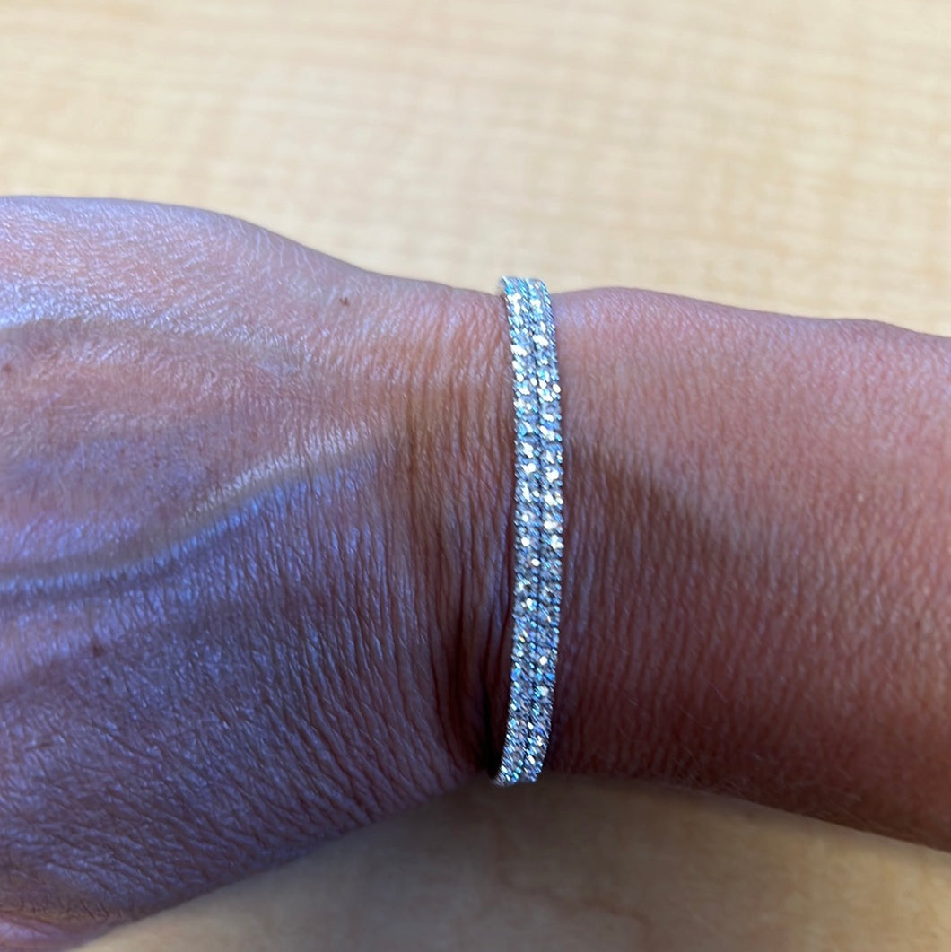 Merx Sofistica Rhodium 2 Row Wrap Style Crystal Bangle